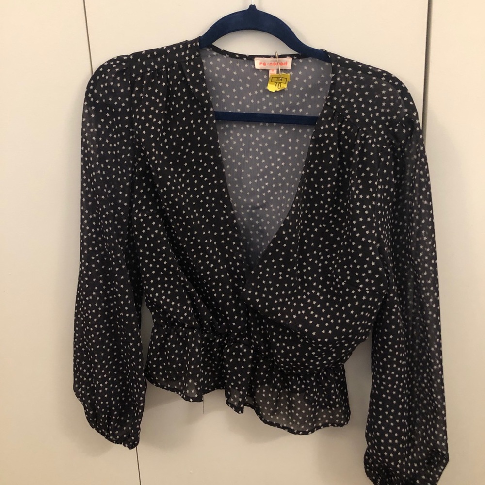 Bloomingdales Navy and White Star Blouse